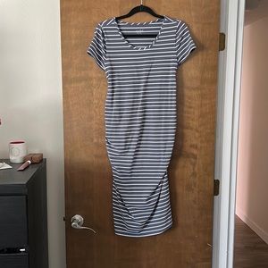 Grey and White Striped Isabel Maternity Dress Size Medium